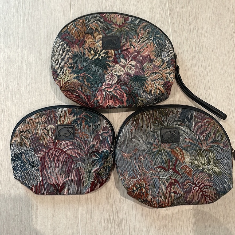 3 Nesting Makeup Bags or Accessories Bags Needlepoint Look